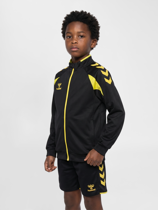 hmlCORE 2.0 TRACK ZIP JACKET KIDS, BLACK/BLAZING YELLOW, model