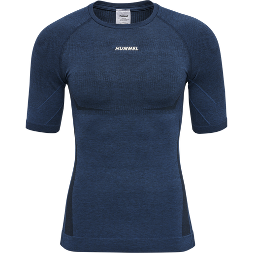 hmlTE MIKE SEAMLESS T-SHIRT, INSIGNIA BLUE/BLACK MELANGE, packshot