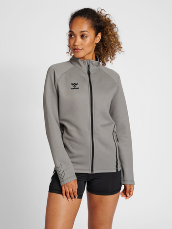 hmlCIMA XK ZIP JACKET WOMAN, GREY MELANGE, model