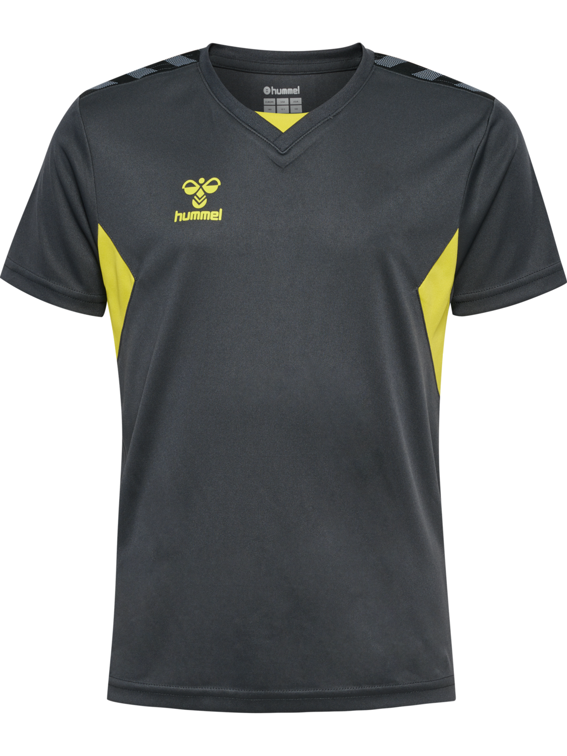 hmlAUTHENTIC PL JERSEY S/S KIDS, ASPHALT/SULPHUR SPRING, packshot