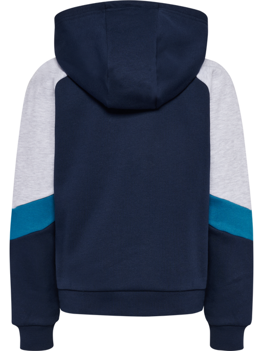 hmlJR LOOSE BLOCKED ZIP HOODIE, DRESS BLUES hmlJR LOOSE BLOCKED ZIP HOODIE, DRESS BLUES, packshot