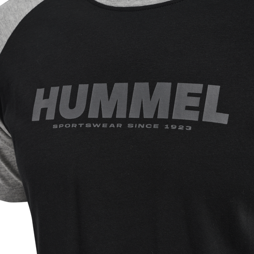 hmlLEGACY BLOCKED T-SHIRT, BLACK/GREY MELANGE, packshot