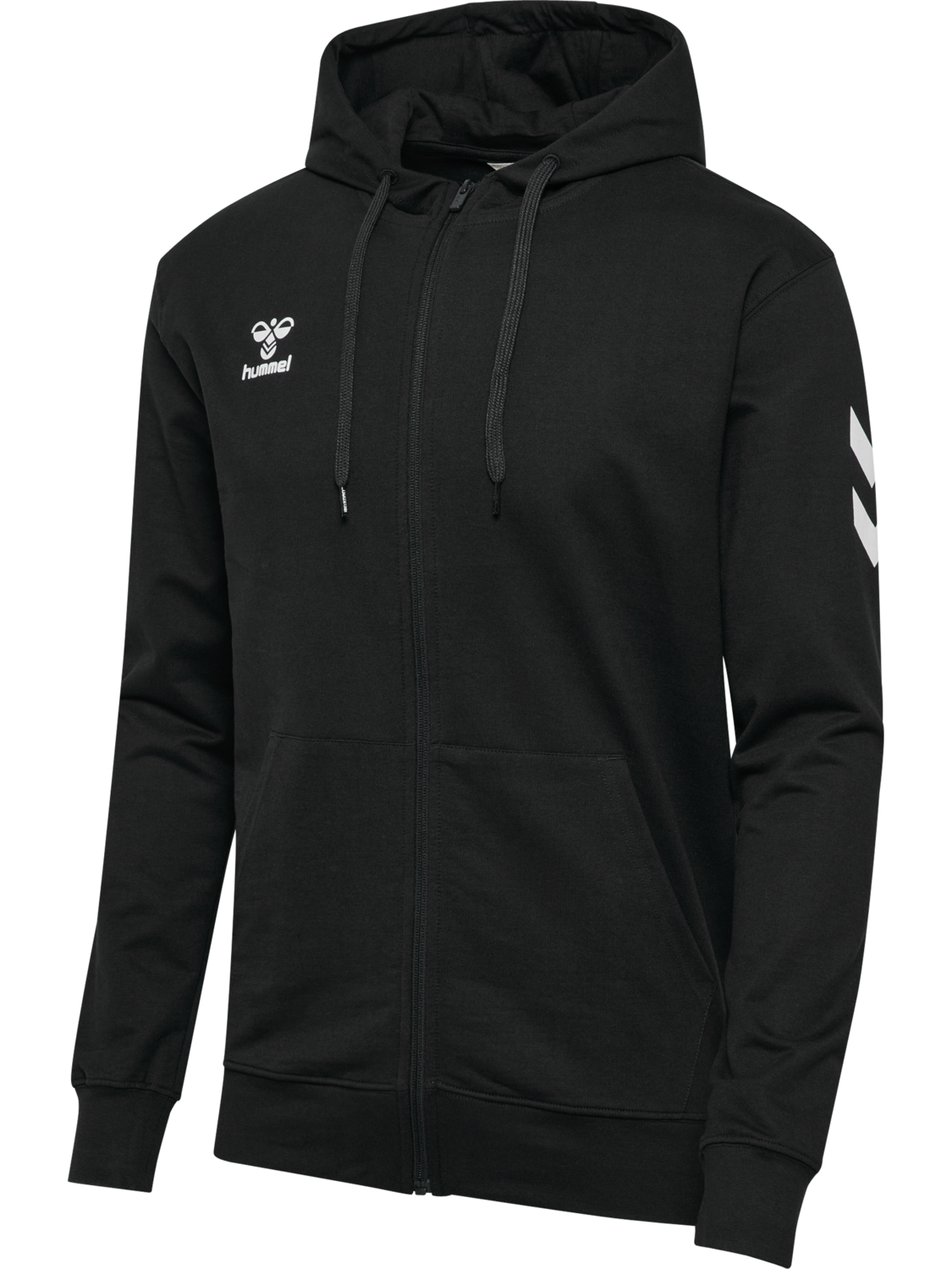 hmlGO 2.0 CHEVRON ZIP HOODIE, BLACK, packshot