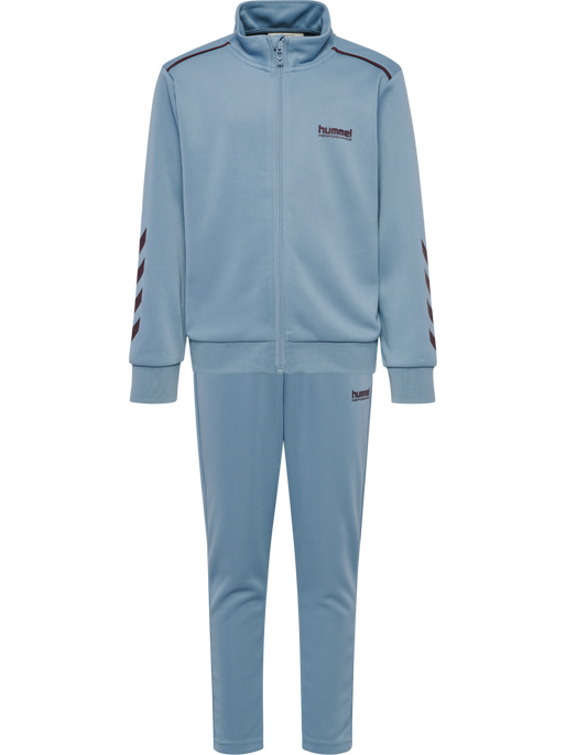 hmlJR TRACKSUIT, FADED DENIM/VINEYARD WINE, packshot