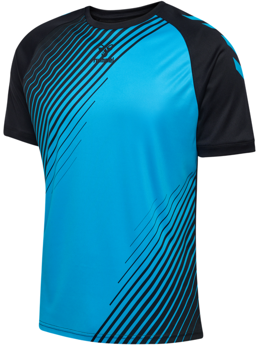 hmlGRAPHIC UNIVERSE JERSEY S/S, BLACK/NEON BLUE, packshot