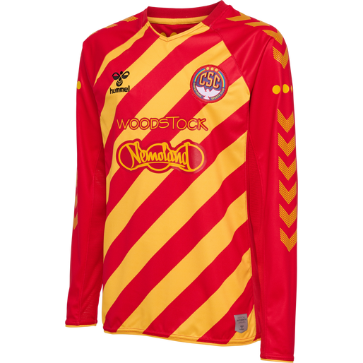 hmlCSC 19/20 KIDS HOME JERSEY LS, TRUE RED/SPORTS YELLOW W/SPONS hmlCSC 19/20 KIDS HOME JERSEY LS, TRUE RED/SPORTS YELLOW W/SPONS, packshot