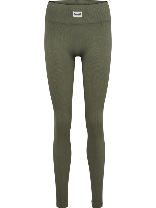 hmlPULSE SEAMLESS RIB MW TIGHTS, DUSTY OLIVE, packshot