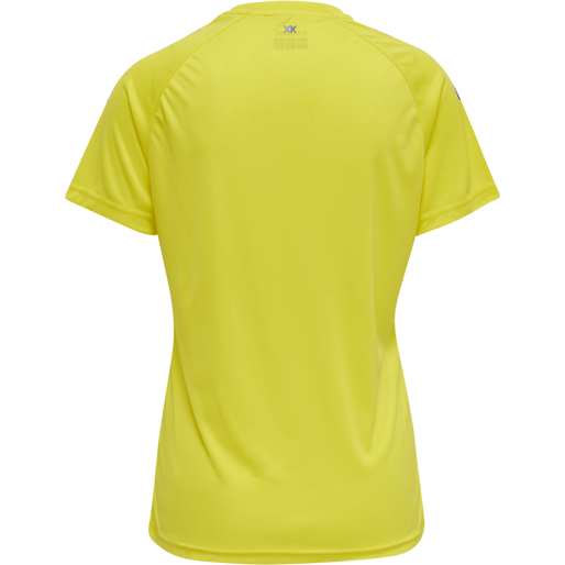 hmlCORE XK CORE POLY TEE  S/S WOMAN, BLAZING YELLOW/TRUE BLUE, packshot