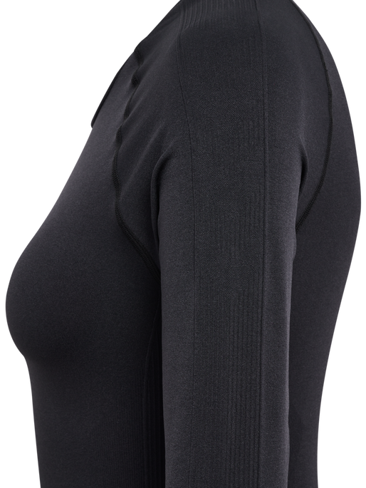 hmlTIF SEAMLESS T-SHIRT L/S, BLACK, packshot