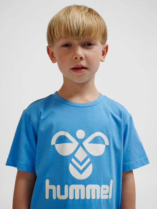 hmlTRES T-SHIRT S/S, LICHEN BLUE, model