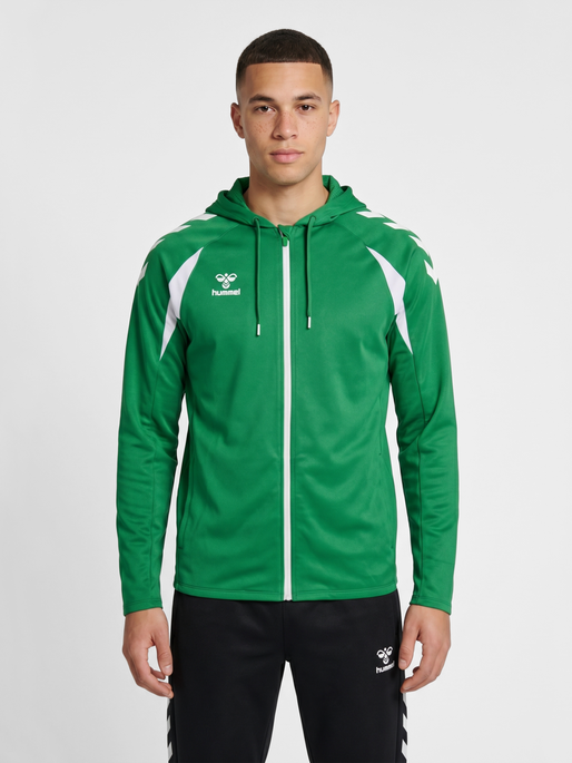 hmlCORE 2.0 ZIP HOODIE, JELLY BEAN/WHITE, model