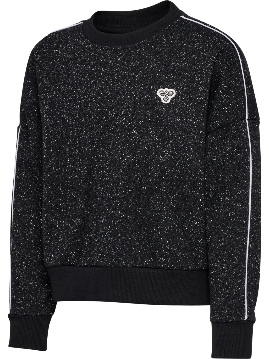 hmlJR LOOSE GLITTER CREWNECK, BLACK, packshot