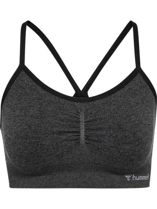 hmlCI SEAMLESS SCRUNCH SPORTS BRA, BLACK MELANGE, packshot