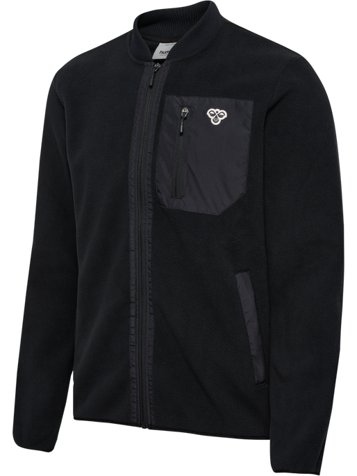 hmlFLEECE ZIP JACKET BEE, BLACK, packshot