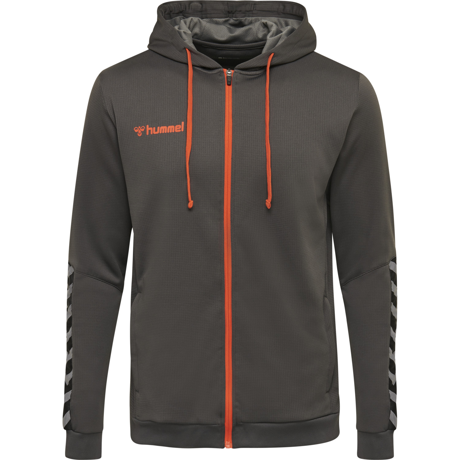 hmlAUTHENTIC POLY ZIP HOODIE, ASPHALT, packshot