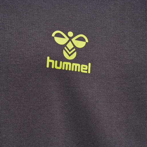 hmlOFFGRID COTTON HOODIE KIDS, FORGED IRON/DARK CITRON, packshot