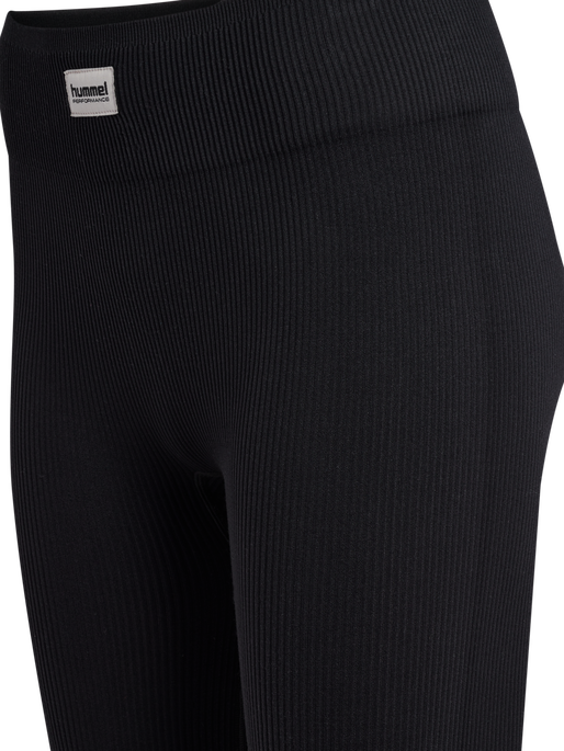 hmlPULSE SEAMLESS RIB MW TIGHTS, BLACK, packshot
