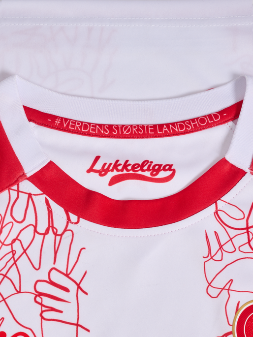 LYKKELIGA 23/24 DK JERSEY S/S KIDS, WHITE, packshot