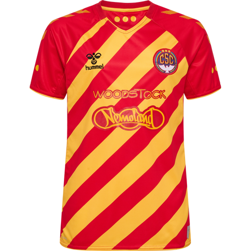 hmlCSC 19/20 KIDS HOME JERSEY S/S, TRUE RED/SPORTS YELLOW W/SPONS hmlCSC 19/20 KIDS HOME JERSEY S/S, TRUE RED/SPORTS YELLOW W/SPONS, packshot