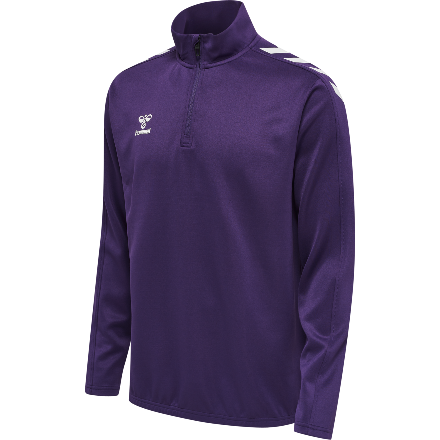 hmlCORE XK HALF ZIP POLY SWEAT, ACAI/WHITE, packshot