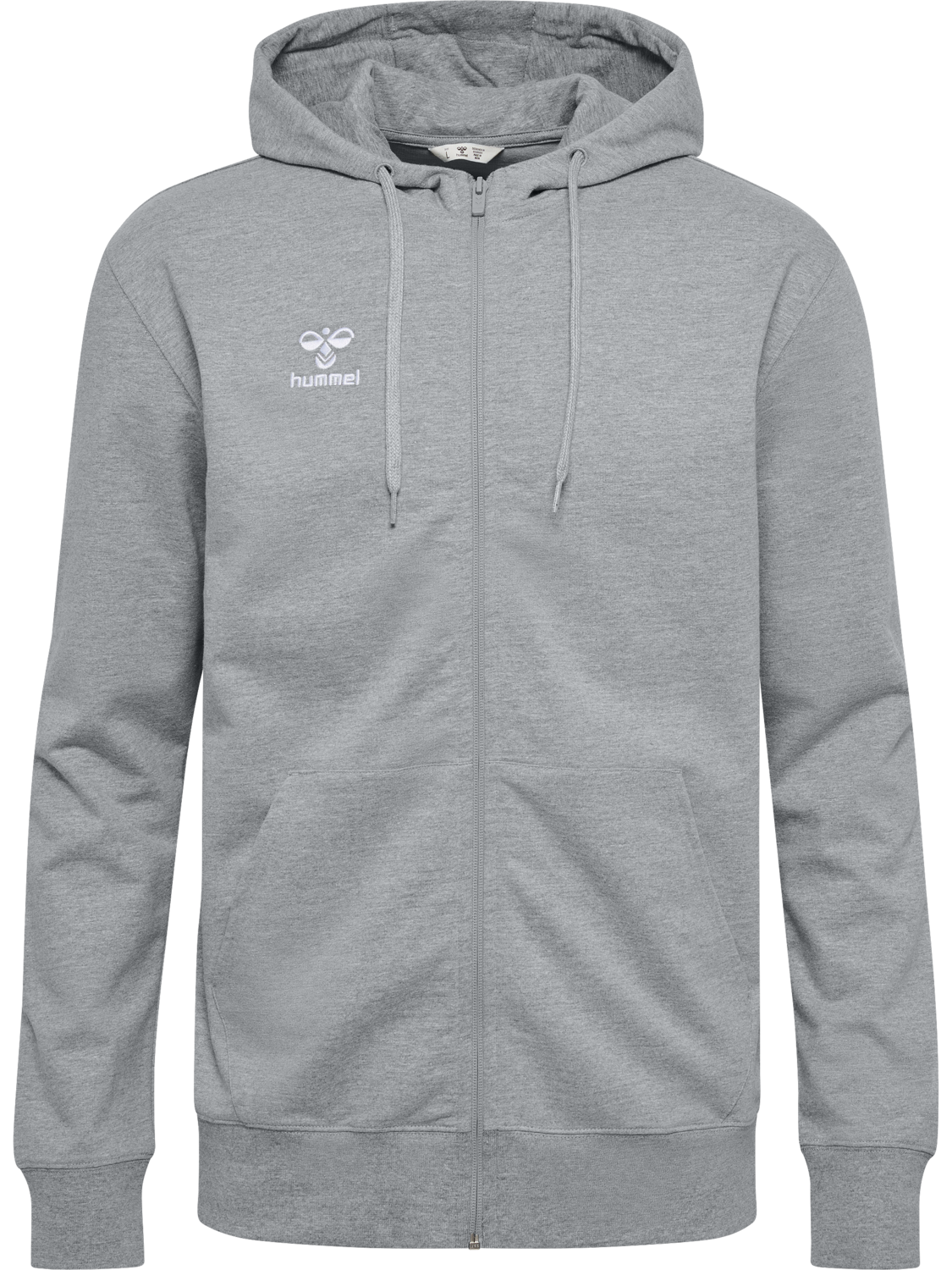 hmlGO 2.0 ZIP HOODIE, GREY MELANGE, packshot