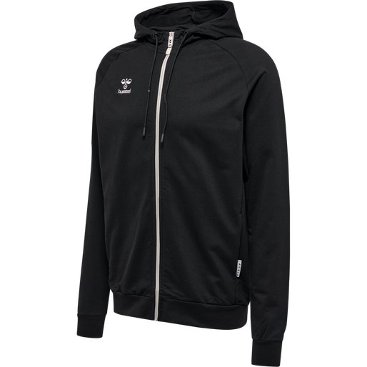 hmlMOVE GRID COTTON ZIP HOODIE, BLACK, packshot