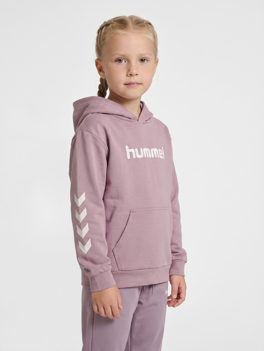 hmlJR LOGO HOODIE, SEA FOG, model