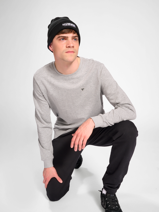 hmlIC FRED SWEATSHIRT, GREY MELANGE, model