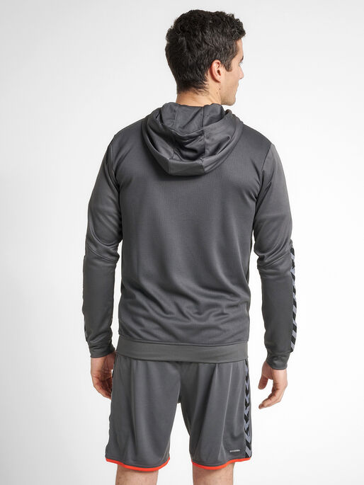 hmlAUTHENTIC POLY ZIP HOODIE, ASPHALT, model