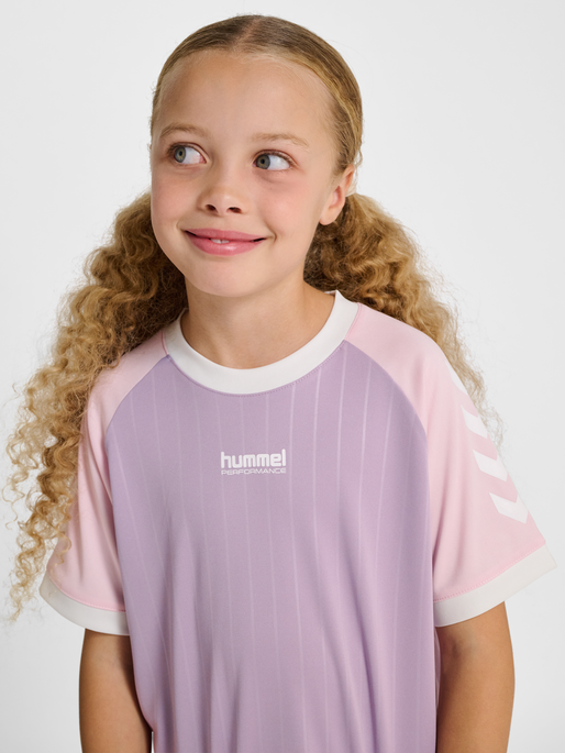 hmlJR STRIPE T-SHIRT S/S, LAVENDER MIST, model