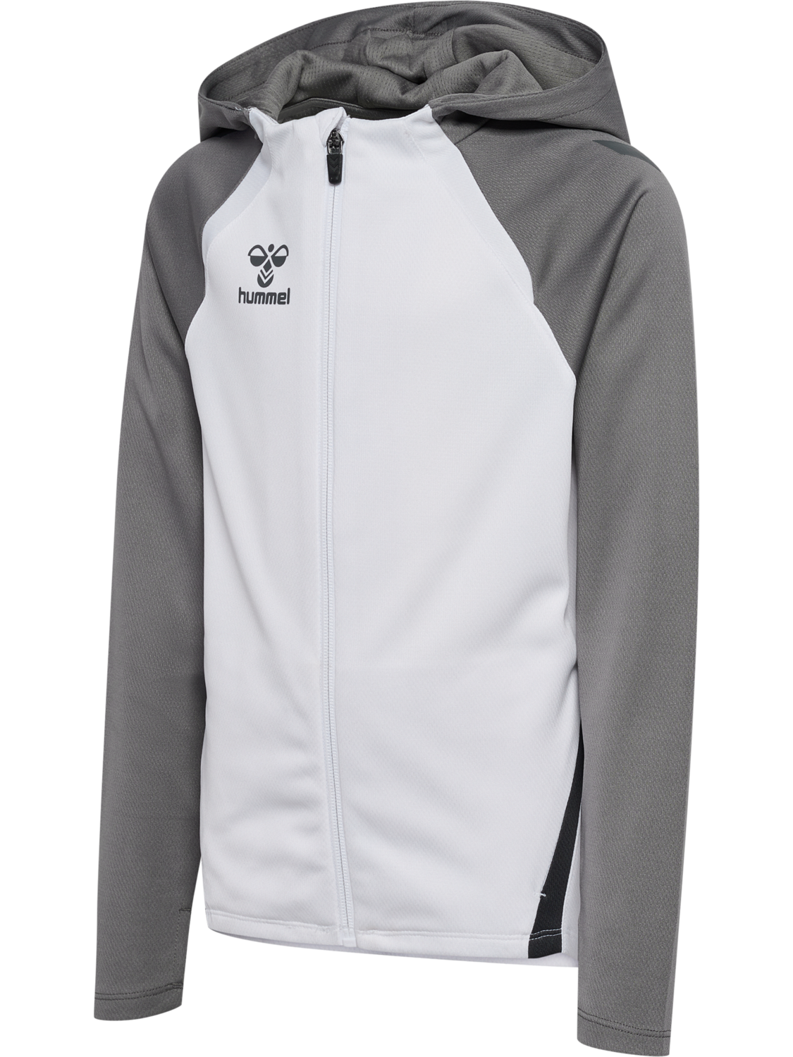 hmlLEAD 2.0 ZIP HOODIE KIDS, WHITE/STEEL GRAY, packshot