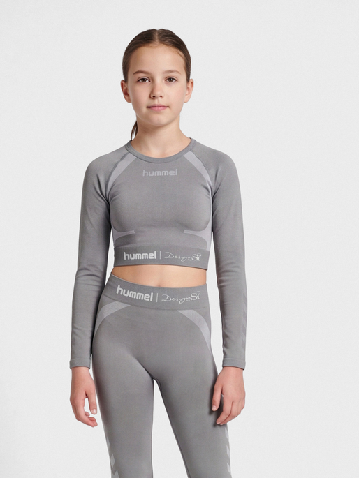 hmlSI SEAMLESS CROPTOP L/S, FROST GRAY, model