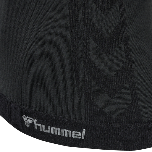 hmlCLEA SEAMLESS TIGHT T-SHIRT L/S, BLACK MELANGE, packshot