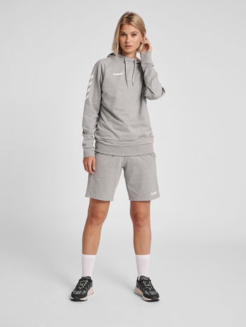 HMLGO COTTON HOODIE WOMAN, GREY MELANGE, model