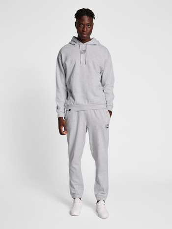 hmlLP10 BOXY SWEAT HOODIE, LIGHT GREY MELANGE, model