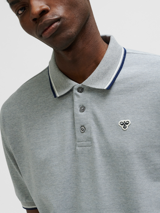 hmlLOOSE POLO SHIRT S/S BEE, GREY MELANGE, model