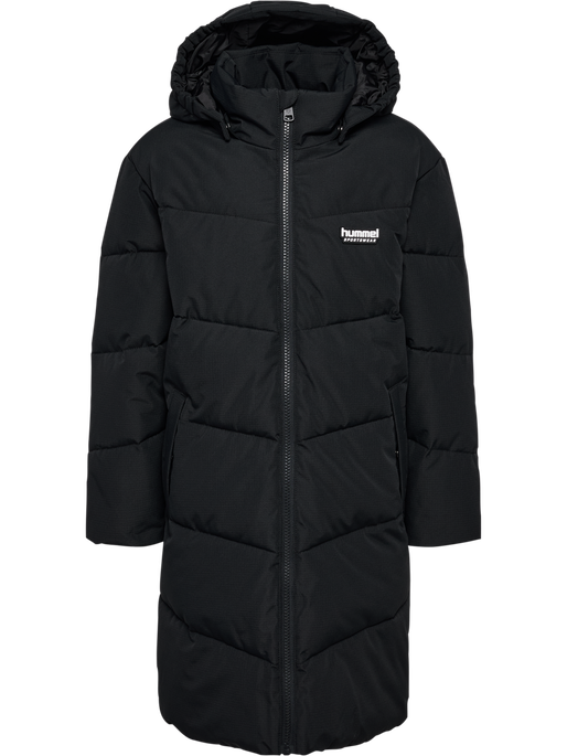 hmlJR PUFFER LONG JACKET, BLACK hmlJR PUFFER LONG JACKET, BLACK, packshot