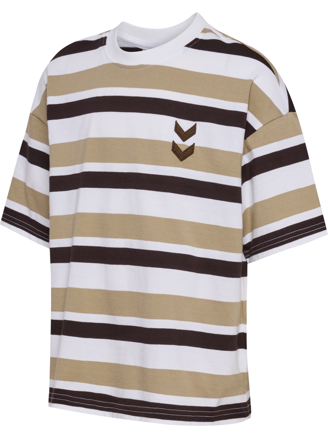 hmlJR SILLY S/S BOXY T-SHIRT STRIPE, SILVER MINK, packshot
