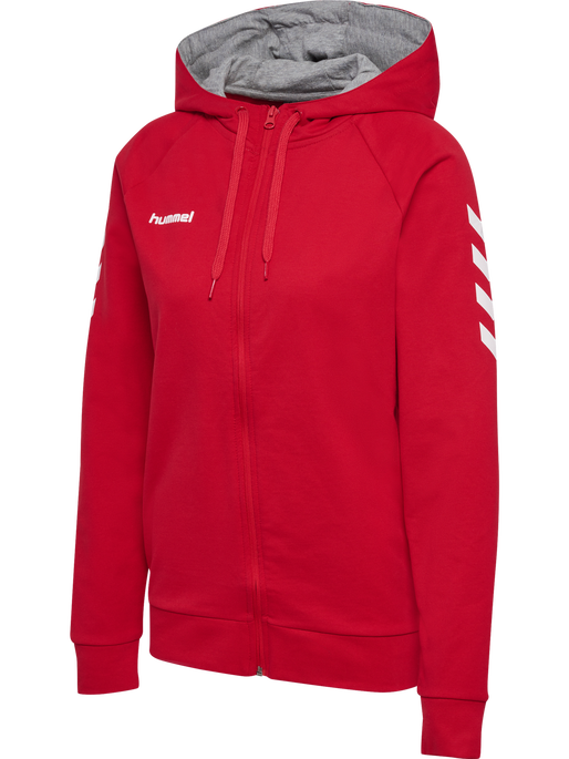 HMLGO COTTON ZIP HOODIE WOMAN, TRUE RED HMLGO COTTON ZIP HOODIE WOMAN, TRUE RED, packshot