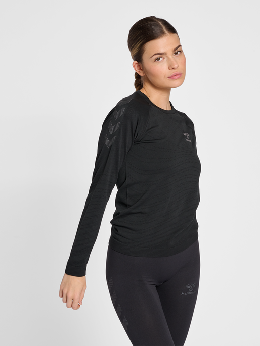 hmlONGRID SEAMLESS L/S WO, JET BLACK/FORGED IRON, model