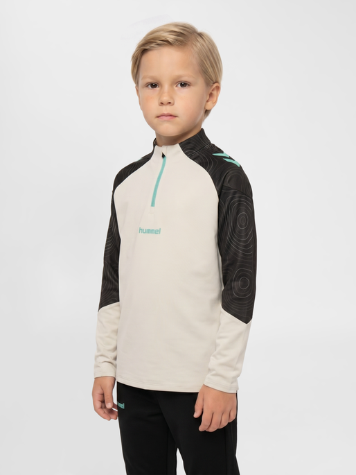hmlBLAZE 2.0 TRAINING HALF ZIP KIDS, VAPOROUS GRAY/POOL BLUE, model
