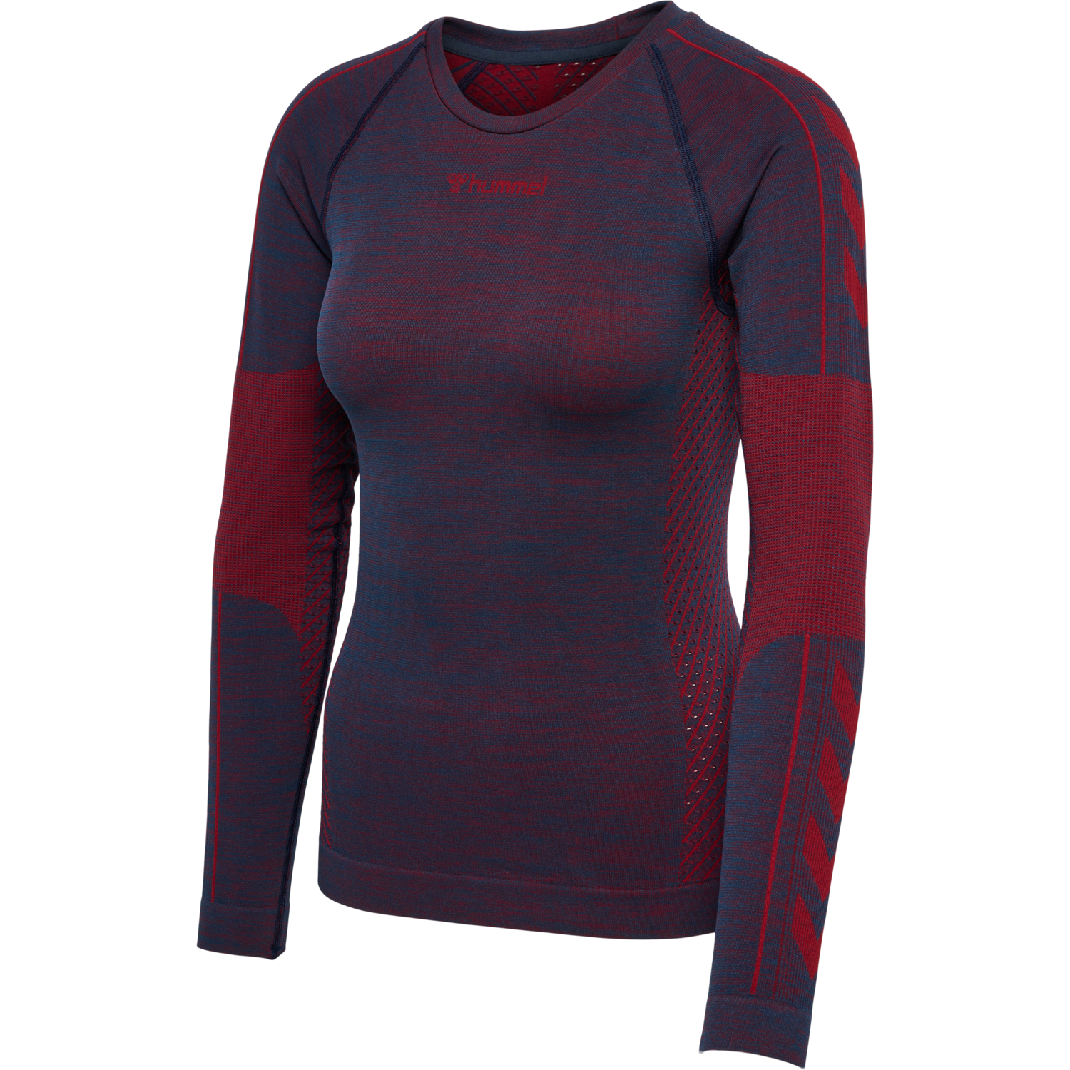 hmlMT ALY SEAMLESS T-SHIRT L/S, INSIGNIA BLUE/CABERNET MELANGE, packshot
