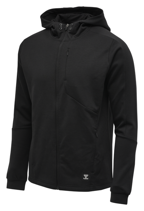 hmlTROPPER ZIP HOODIE, BLACK, packshot