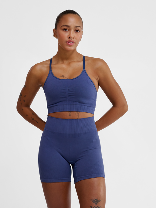 hmlMT DEFINE SEAMLESS PADDED BRA, BLUE INDIGO, model