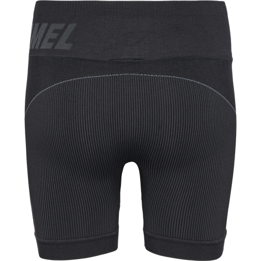 hmlTE CHRISTEL SEAMLESS SHORTS, BLACK/ASPHALT MELANGE, packshot