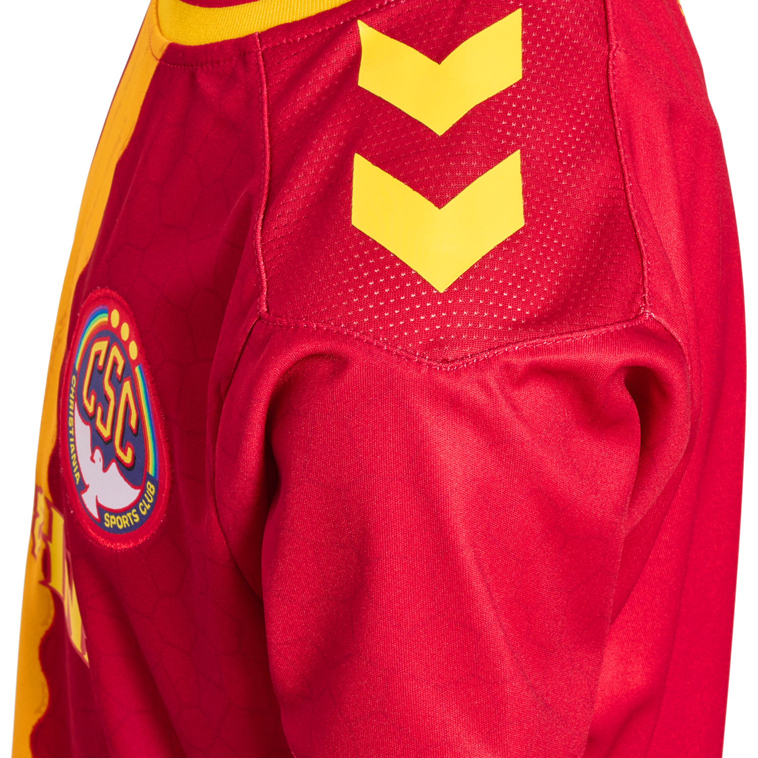 CSC 22/23 HOME JERSEY S/S KIDS, TRUE RED/SPORTS YELLOW W/SPONS, packshot