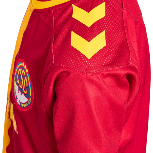 CSC 22/23 HOME JERSEY S/S KIDS, TRUE RED/SPORTS YELLOW W/SPONS, packshot