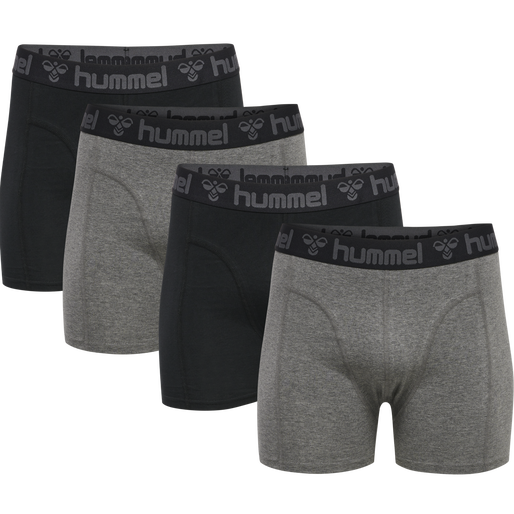 hmlMARSTON 4-PACK BOXERS, BLACK/DARK GREY MELANGE, packshot