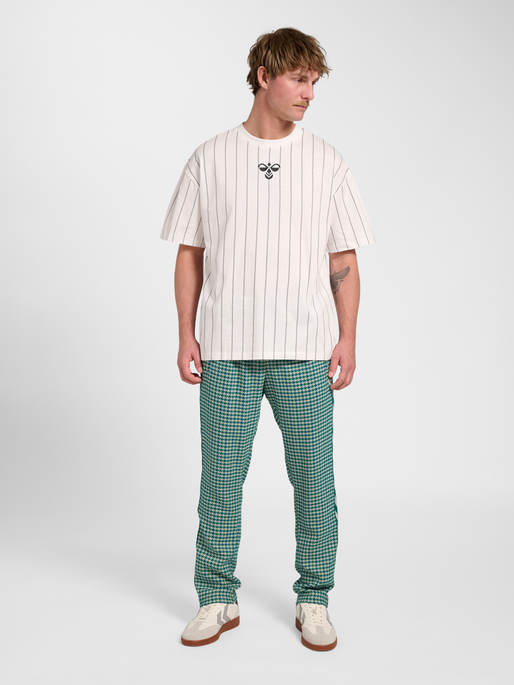 Pepita Woven Logotape Trackpants, YELLOW/LIGHT BLUE/TEAL, model