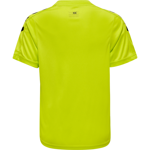 hmlCORE XK STRIPED JERSEY S/S KIDS, LIME POPSICLE/BLACK, packshot